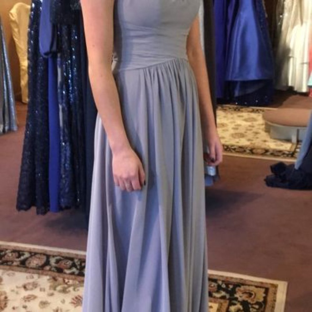 Jasmine B2 A-line Dress,  Size 2 halter neckline, floor length, color:  graphite